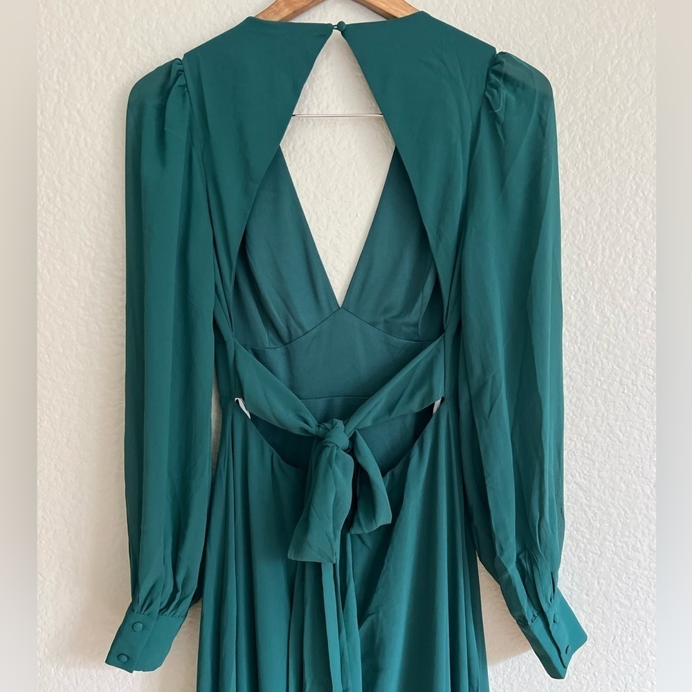 NWOT Talk About Divine Hunter Green Long Sleeve Backless Maxi Dress - Picture 7 of 10